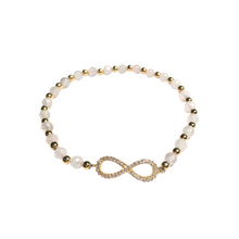 Laden Sie das Bild in den Galerie-Viewer, Infinity Armband Rosenquarz 925 Perlen